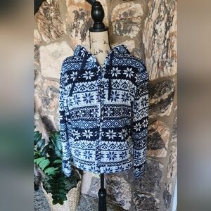 Aeropostale Navy and Cream Fleece Hoodie